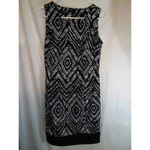Mario‎ Serrani Italy Dress Sleeveless Geometric Print Career Black White 8